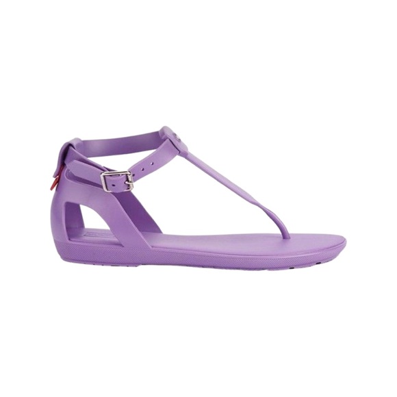Hunter Original T-Bar Rubber Ankle Strap Sandals Purple Lavender UK 6 US 8 - Picture 3 of 5